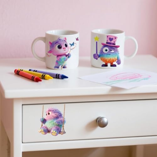Peacoblue Colorful Monsters Rub On Transfers for Craft, Transfer Sticker - style: Colorful Monster Beast