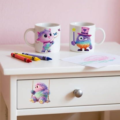Peacoblue Colorful Monsters Rub On Transfers for Craft, Transfer Sticker - style: Colorful Monster Beast