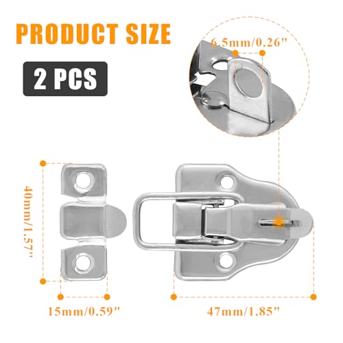 Zorfeter 2Pcs Modern Silver Duckbilled Hasp Clasp Latch Lock - color: Silver