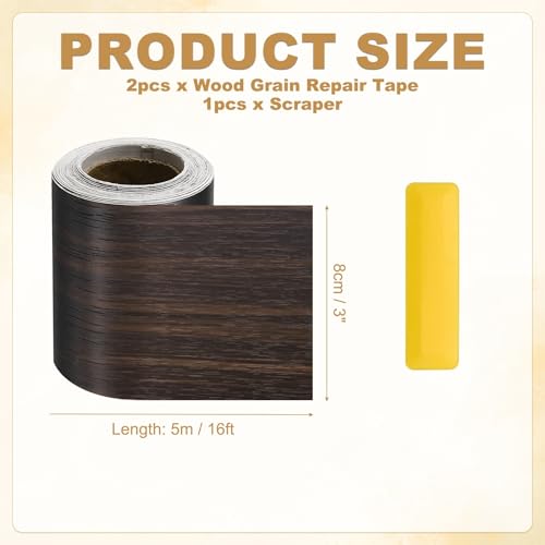 HARFINGTON Wood Grain Repair Tape 3" x16ft Self-Adhesive Repair Patch - color: Black Walnut, size: 3" x 16ft