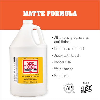Mod Podge CS11304 Waterbase Sealer, Glue and Finish, 128 oz, Matte - size: 128 fl oz