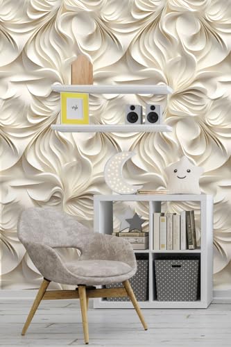 Peel and Stick Wallpaper Beige Brown Abstract Feature Art Deco - color: Cream, size: 17.7" x 393.7"