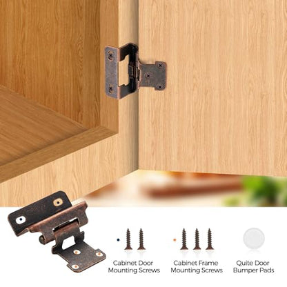 Antique Copper Cabinet Hinges 1/2 Inch Overlay, 4 Pack(2 Pairs) - color: Antique Copper
