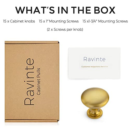 Ravinte Gold Cabinet Knobs, Zinc Knobs Drawer Pulls, 15 Pack - color: Brushed Brass
