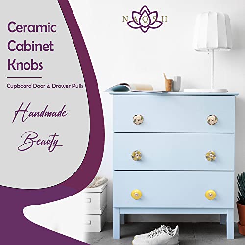 NAQSH Ceramic Cabinet Knobs Kitchen Drawer Knob Handpainted Cupboard Door & Drawers Pulls (Multi Red Heart, 12) - style: Multi Red Heart