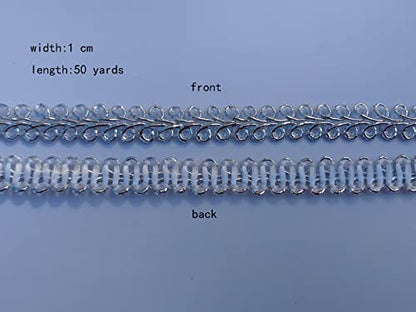 3/8 Inch Gimp Braid Trim 50 Yards for Upholstery Costume DIY Crafts (1314 Silver) - color: Silver