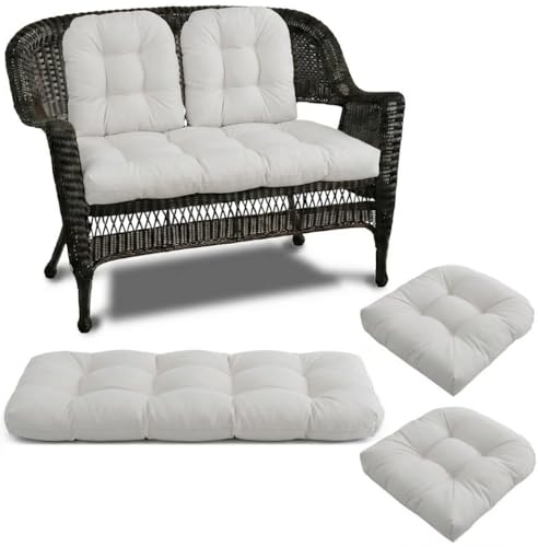 Wicker Chair Cushions 3 Piece Set, Waterproof Outdoor Cushion for Patio Furniture, Loveseat and U-Shaped Wicker Furniture Cushions, CreamWhite - color: Creamwhite