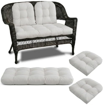Wicker Chair Cushions 3 Piece Set, Waterproof Outdoor Cushion for Patio Furniture, Loveseat and U-Shaped Wicker Furniture Cushions, CreamWhite - color: Creamwhite