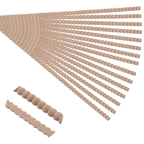 Soengsau 15-Pack 15.75" Unfinished Wood Beaded Trim - Easy to Paint, Cute Decorative Molding DIY Craft for Furniture Frame, Mirror Edge, Wall, Door, Closet, Dresser, Shelf - size: 0.35“ (9mm)