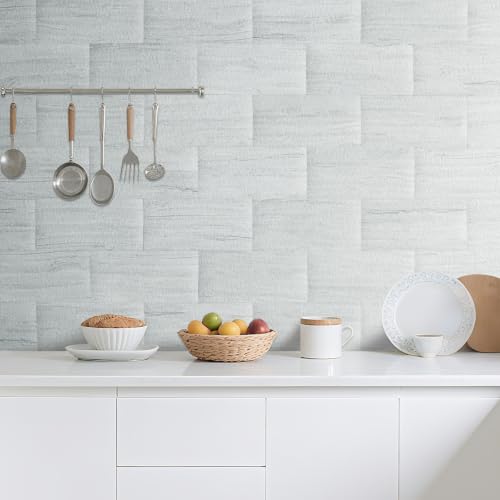 AULIGET 2-Piece Light Shale Peel and Stick Backsplash Wall Tiles, 6" x 12" PVC Faux Stone Stick on Tile for Backsplash Kitchen, Bathroom, Laundry Room, Camper, Fireplace - color: Light Shale, size: 2 Sheets, 6"x12"x0.12"