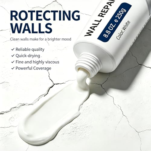 2Pcs Efficient Drywall Repair Kit with Scraper, Muliti-Functional Drawall Patch Paste Repair Kit, Mending Agent White Spackle, Wall Repair Paste, Tile Gap Fille for Holes & Cracks Nail Holes