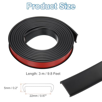PATIKIL TPE U-Shape Edge Banding, 7/8 Inch x 9.8ft Self Adhesive Flexible Veneer Edging Trim Furniture Edge Protector for Shelf Cabinet Table Repair Restoration, Black - size: 9.8Ft x 0.87"