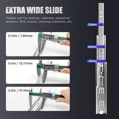 SLIDEWAY 200Lb Heavy Duty Drawer Slides 10" Full Extension Sliding Rails - color: 51mm Standard, size: 10 Inch