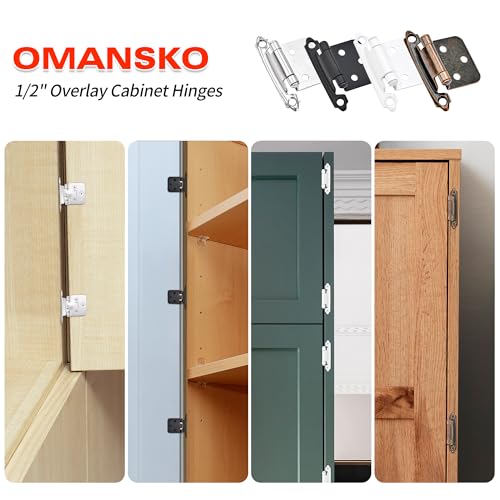 50 Pack 25 Pairs 1/2" Overlay Cabinet Door Hinges - Oil Rubbed Bronze Self Closing Hinges - color: 1/2" Overlay Oil Rubbed Bronze, size: 50 Pack