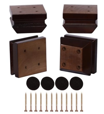 Square Wood Furniture Legs Set of 4 - Wooden Replacement Heavy Duty Feet for Sofa, Table, Couch, Bed, Bench, Dresser, Chairs, Sideboard, Recliner (Brown 2" H*3.15" W No Hanger Bolt) - color: Brown, size: 2"H*3.15"W (No Hanger Bolt)