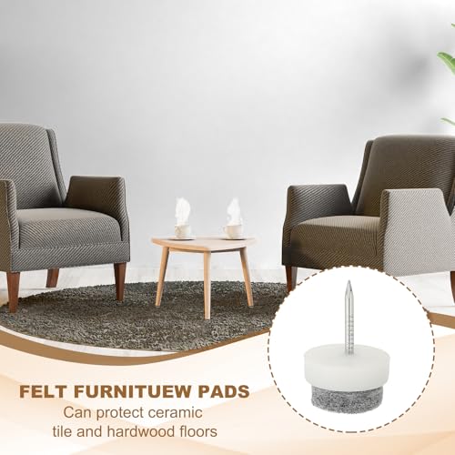 PATIKIL 17 mm Nail-on Felt Pads 40Pcs Round Felt Furniture Sliders White - color: White, size: 17 mm