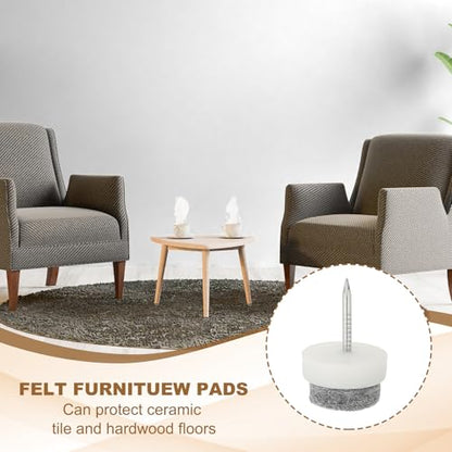 PATIKIL 17 mm Nail-on Felt Pads 40Pcs Round Felt Furniture Sliders White - color: White, size: 17 mm
