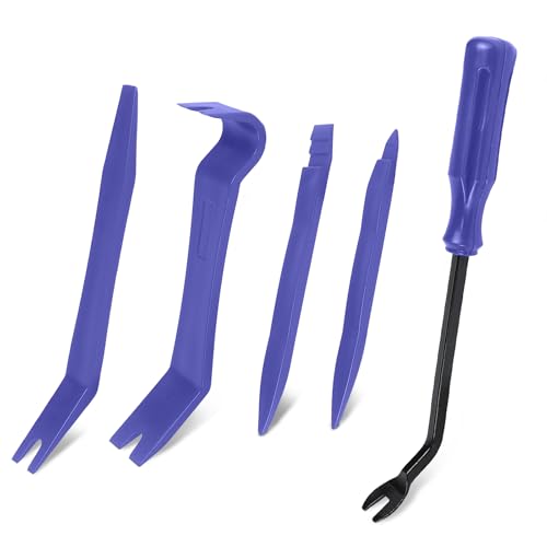5PCS Auto Trim Removal Tool Kit, No-Scratch Plastic Pry Kit, Interior Fastener Remover Pry Tool Set for Car Door Clip Panel & Audio Dashboard Dismantle, Universal Car Accessories (Blue) - color: Blue