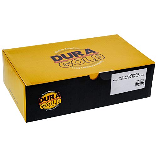 Dura-Gold Premium 1/4 Sheet Gold Sandpaper Sheets, 600 Grit (Box of 400) - size: 600-Grit