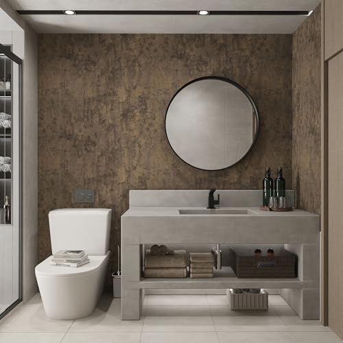 48x354in Extra Wide Concrete Wallpaper Peel and Stick Dark Brown Cement Countertop Contact Paper Waterproof Vinyl Wrap Matte Thick Bubble-Free Design Self-Adhesive Wall Sticker Retro Industrial Style - color: Dark Brown, size: 48" x 354"