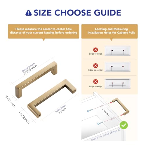 Ravinte Champagne Bronze Cabinet Handles Solid Cabinet Pulls 3 Inch 5 Pack - color: Champagne Bronze, size: Flat Black 3'' Hole Center