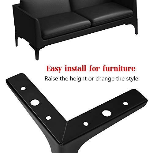 4 Pack 4 Inch Furniture Legs, Chrome Metal Polished Triangle Feet - color: Matte Black, size: 6 inches, 4 Pcs