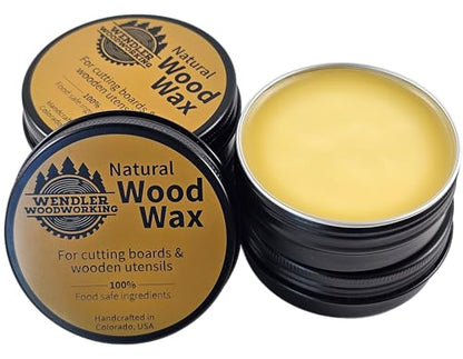 Natural Wood Wax for Cutting Boards, Wooden Utensils, Butcher Blocks, Wooden Surfaces - Made with Natural Beeswax and Mineral Oil, Handcrafted in USA, Food Safe, Conditioner, Wood Butter (2 oz) - size: 2 Ounce