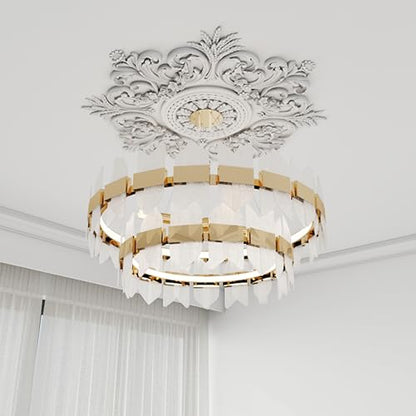 Nuanchu 28'' Large PU Ceiling Medallion Combination Decorative 2.36'' ID French Style Chandelier Base Ceiling Medallion for Light Fixtures Victorian Rosette Light Covers for Chandeliers(Classic) - size: 28'', style: Classic