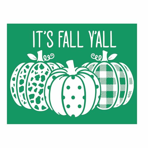 It's Fall Yall Self Adhesive Silk Screen Stencil Reusable Wood Burning Stencils Pumpkins Chalk Paste Paint Stencils for Painting on Wood, Canvas, Glass, Holiday Fall Sign Front Door Decoration - color: It's Fall Yall 8.5x11 1pc