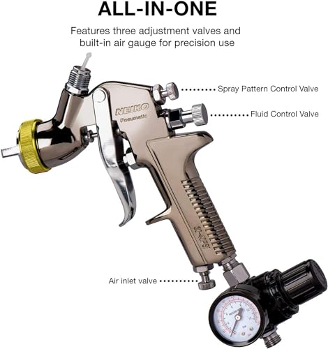 NEIKO 31215A HVLP Spray Gun Paint Sprayer, 1.7 mm Spray Paint Gun, Nozzle Size 600 cc Air Gauge Regulator, Auto Paint Spray Gun, HVLP Spray Gun Kit - style: 1.7mm nozzle