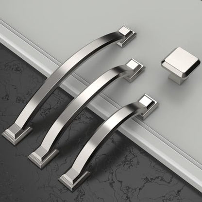 Amerdeco 10 Pack Modern Brushed Satin Nickel Cabinet Pulls 7.5" - color: Brushed Satin Nickel, size: 7.5" hole center