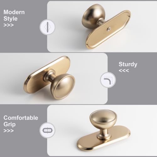 6Pack Champagne Bronze Cabinet Knobs with Backplate Drawer knobs - color: Champagne Bronze, style: Racetrack