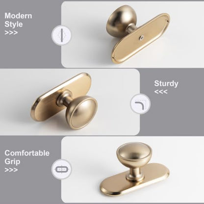 6Pack Champagne Bronze Cabinet Knobs with Backplate Drawer knobs - color: Champagne Bronze, style: Racetrack