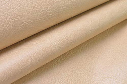 Wento Thick Faux Leather Fabric Soft Skin Grain PU Leather for Furniture Cover Reupholster Sofa Chairs Cushions Vinyl Upholstery (1 Yard, Beige) - color: Beige, size: 1 Yard (54" x 36")
