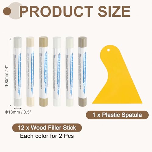 uxcell 12Pcs Wood Filler Sticks Kit, 12 Colors White & Cream White Series - color: White Cream White Series