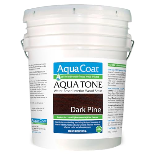 Aqua Tone Water-Based Wood Stain (Dark Pine, 5 Gallon) - color: Dark Pine, size: 5 Gallon