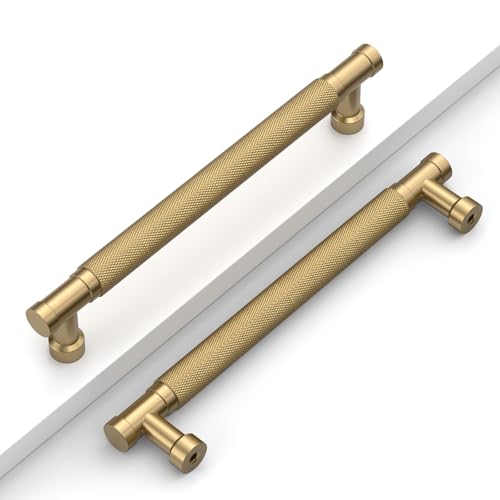 Champagne Bronze Knurled Cabinet Handles Kitchen Pulls 6.25 Inch 10 Pack - color: Champagne Bronze, size: 6.3" Hole Center