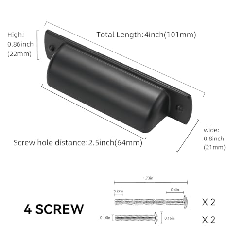 10 Pack 2.5 inch(64mm) Matte Black Kitchen Cabinet Handles Cabinet Cup Pulls Black Drawer Cup Pulls Kitchen Cabinet Hardware - color: Matte Black, size: 2.5" Hole Center（64mm）