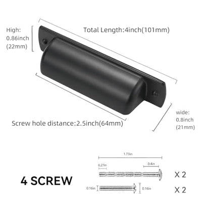 10 Pack 2.5 inch(64mm) Matte Black Kitchen Cabinet Handles Cabinet Cup Pulls Black Drawer Cup Pulls Kitchen Cabinet Hardware - color: Matte Black, size: 2.5" Hole Center（64mm）