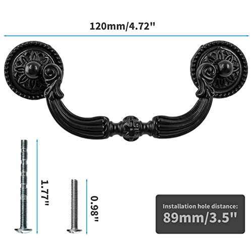 8 Pack 3.5" Hole Center Bail Pull Antique Black Drawer Handle - color: Black(8 PCS), size: 3.5 Inch