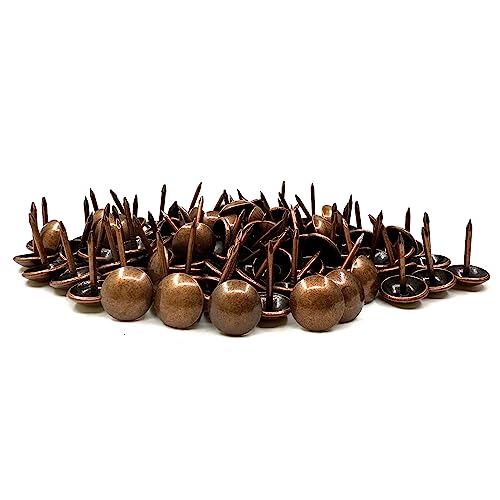 11mmx17mm Red Copper Antique Upholstery Tacks Furniture Nails Pins for Upholstered Furniture Cork Board Wooden Furniture Decorative DIY Projects 100Pcs (Red Copper, 7/16")