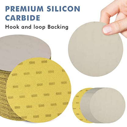 6 Inch 25 PCS 5000 Grit Sanding Disc Wet Dry Sandpaper Hook Loop Sand Paper - style: Grit 5000