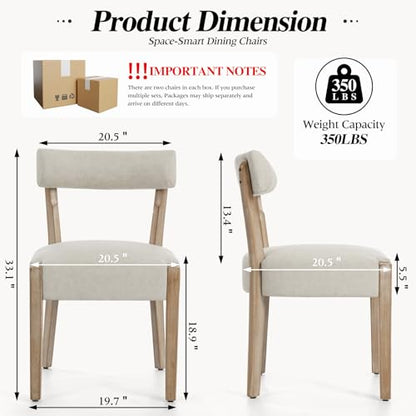 ZJhome Modern Dining Chairs Set of 2 – Mid-Century Modern Faux Leather Upholstered Kitchen & Dining Room Chairs with Curved Back, Oversized Rounded Seat, Sturdy Wood Frame, Beige - color: Beige Leather, size: Set of 2