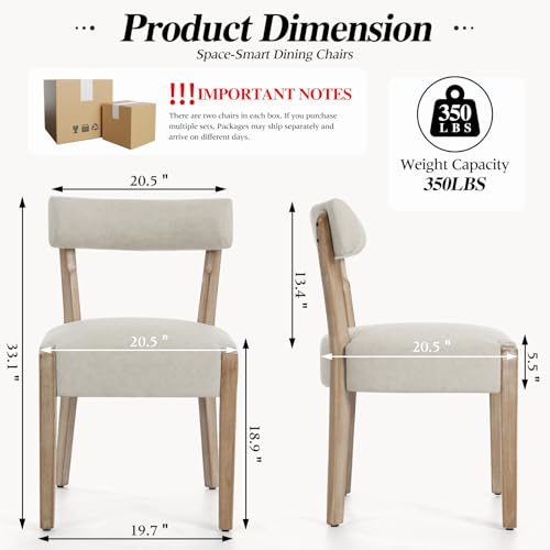 ZJhome Modern Dining Chairs Set of 4 – Mid-Century Modern Faux Leather Upholstered Kitchen & Dining Room Chairs with Curved Back, Oversized Rounded Seat, Sturdy Wood Frame, Beige - color: Beige Leather, size: Set of 4