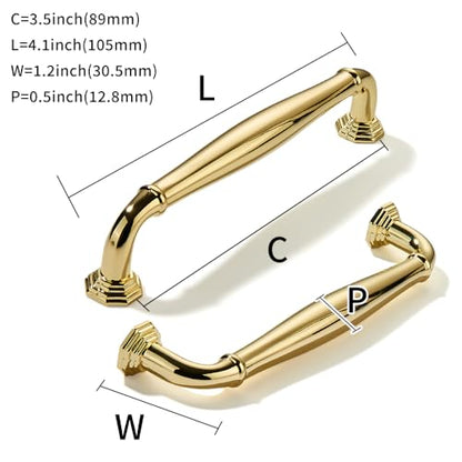 khtumeware 10 Pack 3-1/2 Inch(89mm) Polished Brass Cabinet Pulls Polished Gold Cabinet Handle Heavy Duty Solid Cabinet Hardware for Cupboard Drawer Pulls Dresser Handle - color: Polished Brass, size: 3-1/2 inch Hole Center