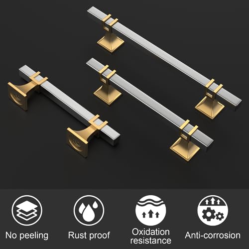 25 Pack 5 Inch Brushed Nickel and Gold Cabinet Pulls - color: Brushed Nickel & Matte Gold, size: 5 inch (128mm) Hole Center Pull