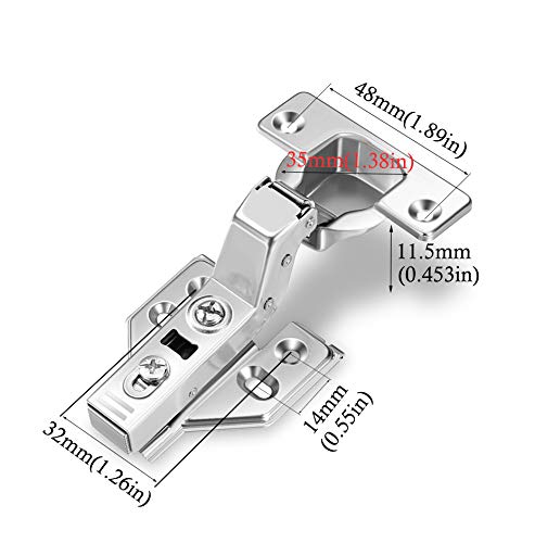 10Pcs Soft Close Inset Cabinet Hinges with Clip-On Plate - color: Inset, size: 10 Pieces
