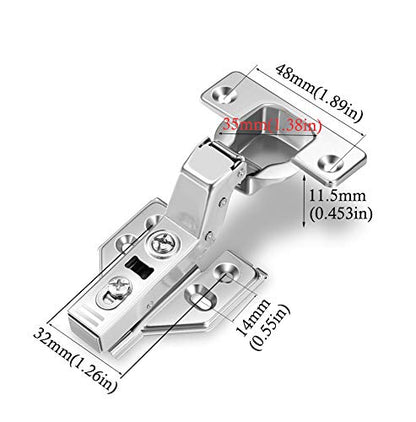 10Pcs Soft Close Inset Cabinet Hinges with Clip-On Plate - color: Inset, size: 10 Pieces