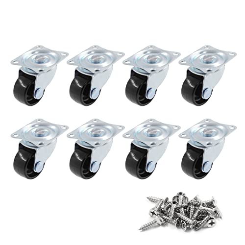 Luomorgo 1 inch Dia Swivel Caster Wheels Rubber Base, 8pcs