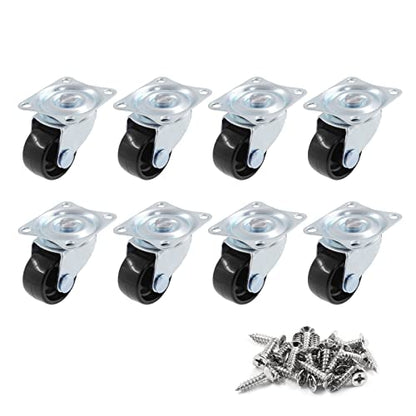 Luomorgo 1 inch Dia Swivel Caster Wheels Rubber Base, 8pcs